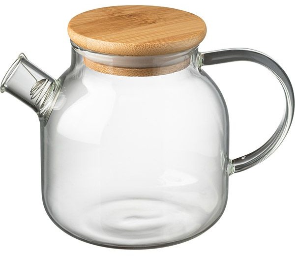 Стеклянный заварочный чайник «Проотель» с бамбуковой крышкой (объем 0,5 л)