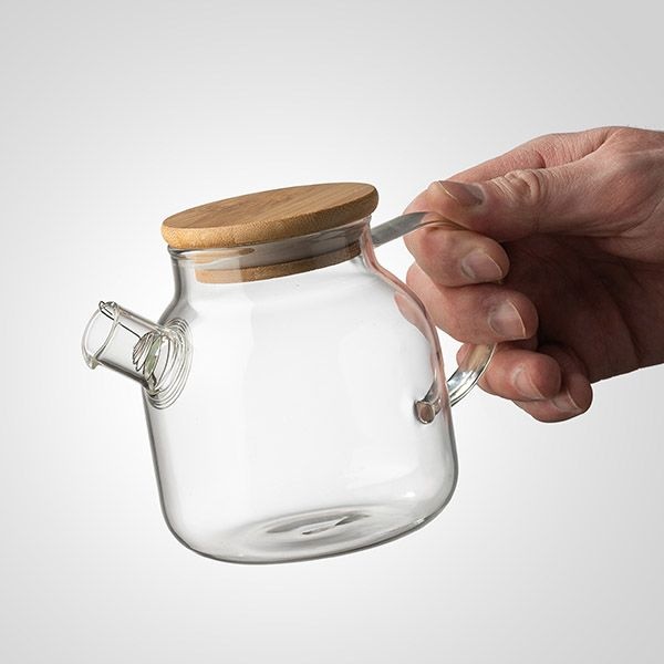 Стеклянный заварочный чайник «Проотель» с бамбуковой крышкой (объем 0,5 л)
