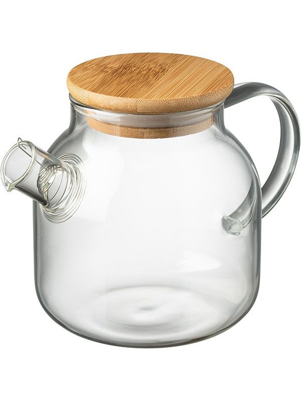 Стеклянный заварочный чайник «Проотель» с бамбуковой крышкой (объем 0,5 л)