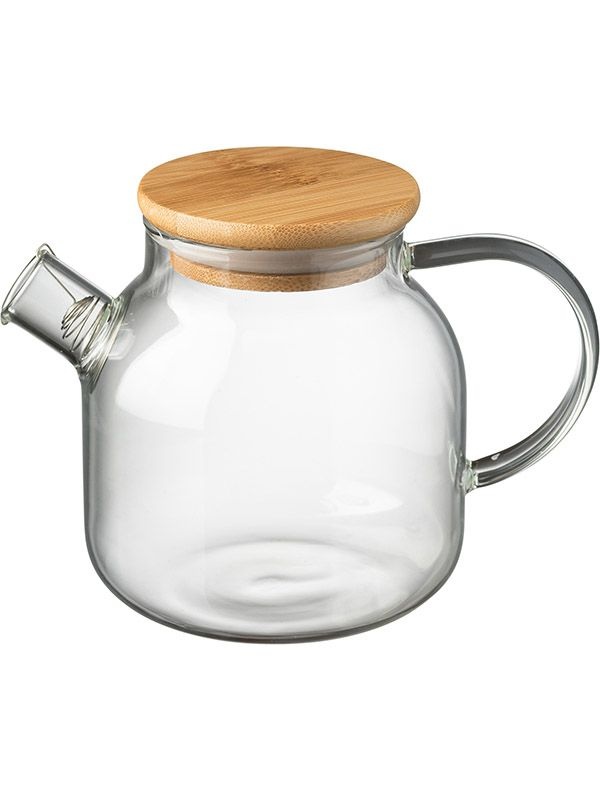 Стеклянный заварочный чайник «Проотель» с бамбуковой крышкой (объем 0,5 л)