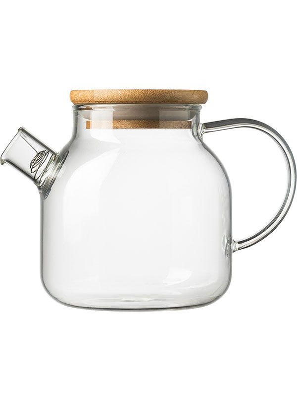 Стеклянный заварочный чайник «Проотель» с бамбуковой крышкой (объем 0,5 л)