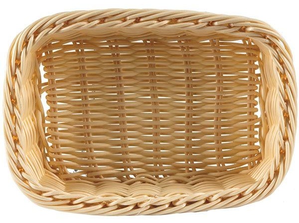 Корзина плетеная для хлеба прямоугольная;полиротанг;,H=7,L=22,B=15см;бежев.