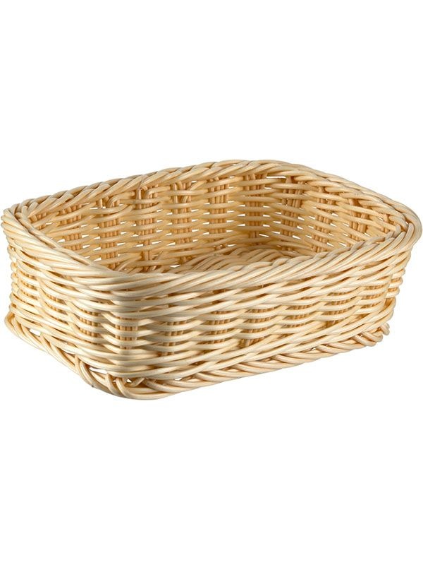 Корзина плетеная для хлеба прямоугольная;полиротанг;,H=7,L=22,B=15см;бежев.