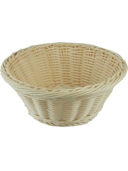 Корзина плетеная для хлеба;полиротанг;D=210,H=75мм;бежев.