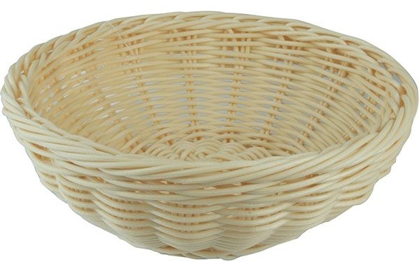 Корзина плетеная для хлеба;полиротанг;D=18,H=6см;бежев.