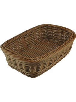 Корзина плетеная для хлеба прямоугольная;полиротанг;,H=60,L=185,B=130мм;коричнев.
