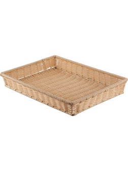 Корзина плетеная для хлеба прямоугольная;полиротанг;,H=60,L=420,B=315мм;бежев.