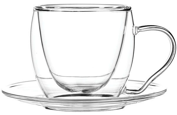 Кофейная пара «Проотель» двойные стенки;термост.стекло;100мл;D=110,H=55мм;прозр.