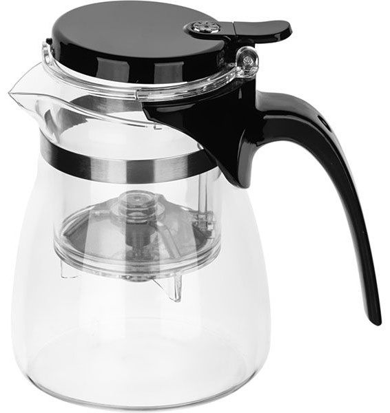 Чайник заварочный «Гунфу» с фильтром;термост.стекло,поликарбонат;0,6л;D=10,H=14,5,L=14см;прозр.