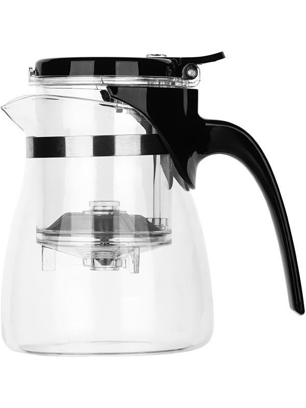 Чайник заварочный «Гунфу» с фильтром;термост.стекло,поликарбонат;0,6л;D=10,H=14,5,L=14см;прозр.