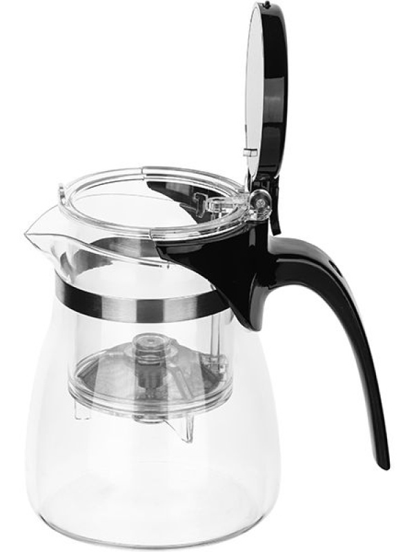 Чайник заварочный «Гунфу» с фильтром;термост.стекло,поликарбонат;0,6л;D=10,H=14,5,L=14см;прозр.