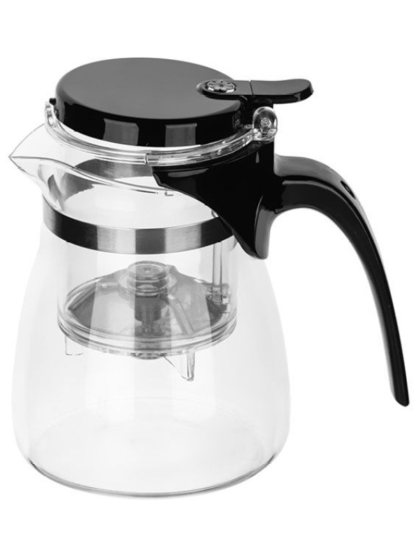 Чайник заварочный «Гунфу» с фильтром;термост.стекло,поликарбонат;0,6л;D=10,H=14,5,L=14см;прозр.