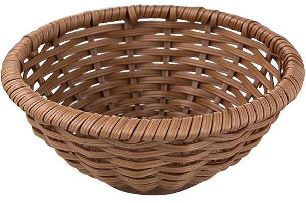 Корзина плетеная для хлеба;полиротанг;D=18/7,H=7см;коричнев.
