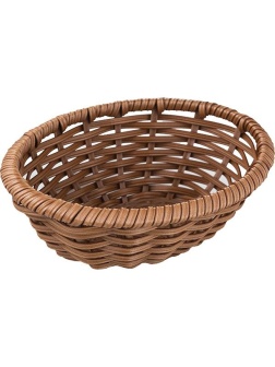 Корзина плетеная для хлеба овальная;полиротанг;,H=65,L=185,B=145мм;коричнев.