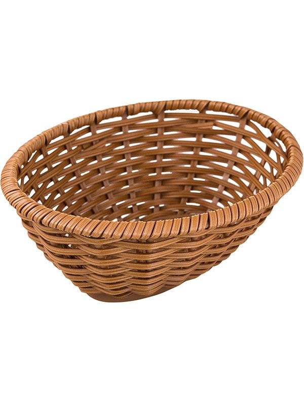 Корзина плетеная для хлеба овальная;полиротанг;,H=80,L=230,B=185мм;коричнев.