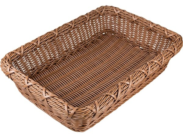 Корзина плетеная для хлеба прямоугольная;полиротанг;,H=8,L=45,B=30см;коричнев.