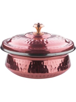 Блюдо для подачи глубокое(ханди) с крышкой «Проотель»;сталь нерж.,медь;0,65л;D=150,H=65мм;медный