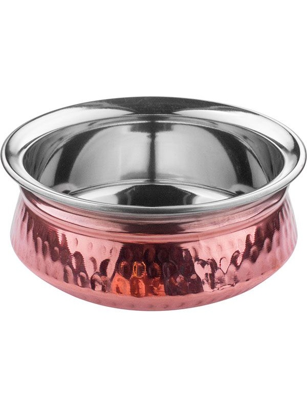 Блюдо для подачи глубокое(ханди) с крышкой «Проотель»;сталь нерж.,медь;0,65л;D=150,H=65мм;медный