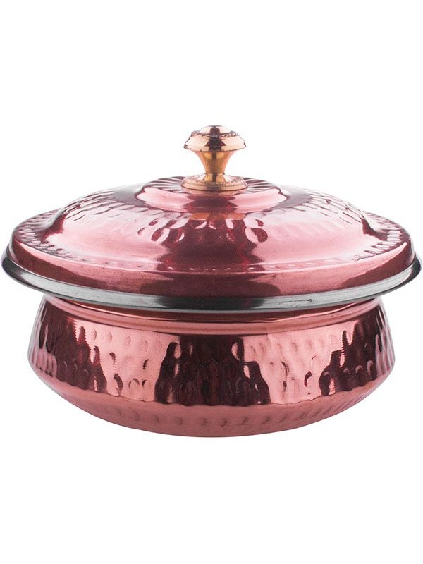 Блюдо для подачи глубокое(ханди) с крышкой «Проотель»;сталь нерж.,медь;0,65л;D=150,H=65мм;медный