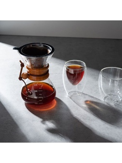 Бокал для горячих напитков «Проотель» двойные стенки;термост.стекло;250мл;D=8,H=9см;прозр.