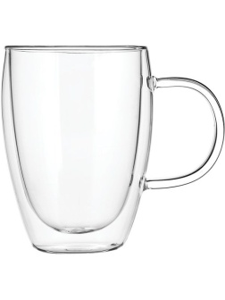 Кружка для горячих напитков «Проотель» двойные стенки;термост.стекло;350мл;D=80,H=113,L=125мм;прозр.