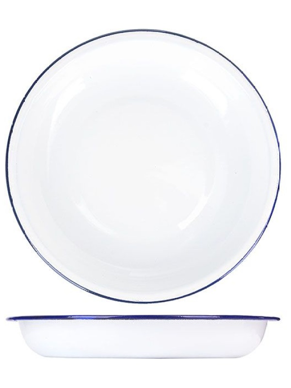 Тарелка глубокая эмалиров.;сталь;D=195,H=28мм;белый,синий