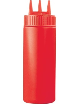 Емкость для соусов с тремя носиками;пластик;350мл;D=7,H=20см;красный