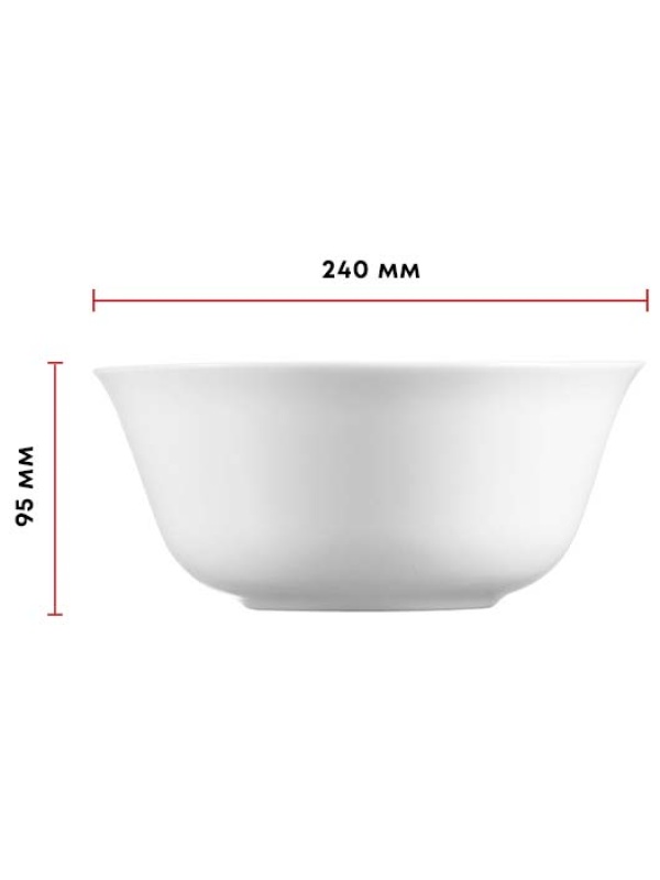 Салатник «Эвридэй»;стекло;2,35л;D=240,H=95мм;белый