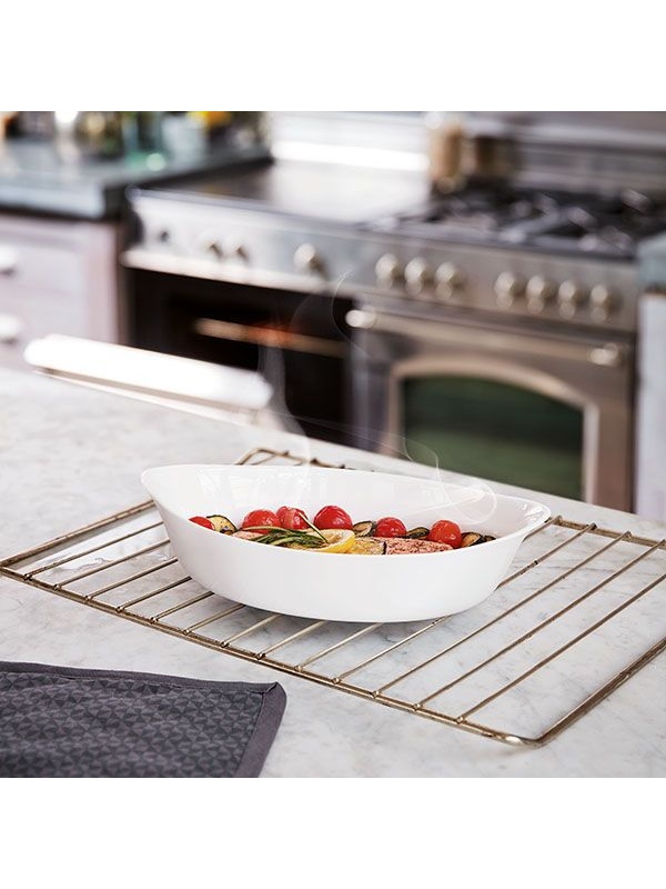 Блюдо «Смарт Кюзин» овальное;стекло;,H=6,L=32,B=20см;белый