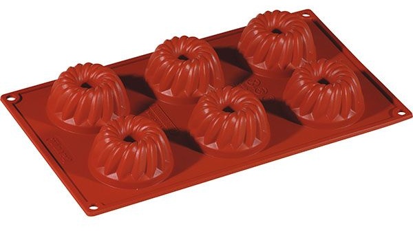Форма кондитерская «Цветок» [6ячеек];силикон;D=70,H=36,L=295,B=175мм;кирпичн.