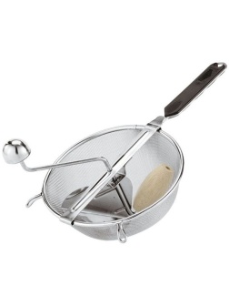 Сито для протирки овощей с ручкой;сталь нерж.,абс-пластик;D=20,H=19,L=37,B=20,5см;металлич.