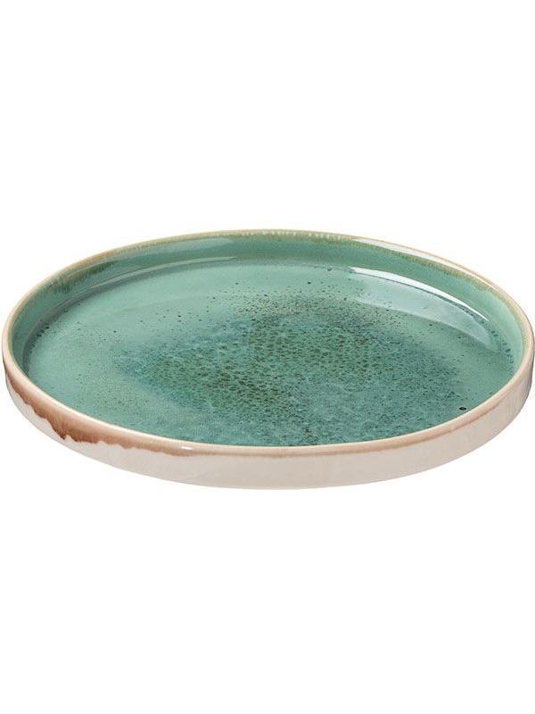 Блюдо «Эрбосо Реативо»;фарфор;D=250,H=25мм;бирюз.,бежев.