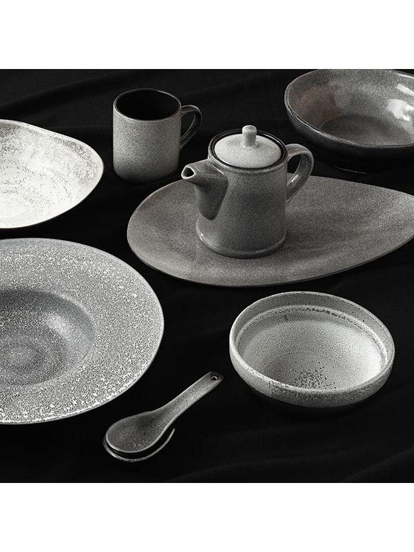 Тарелка глубокая «Млечный путь»;фарфор;0,6л;D=155,H=60мм;черный,серый