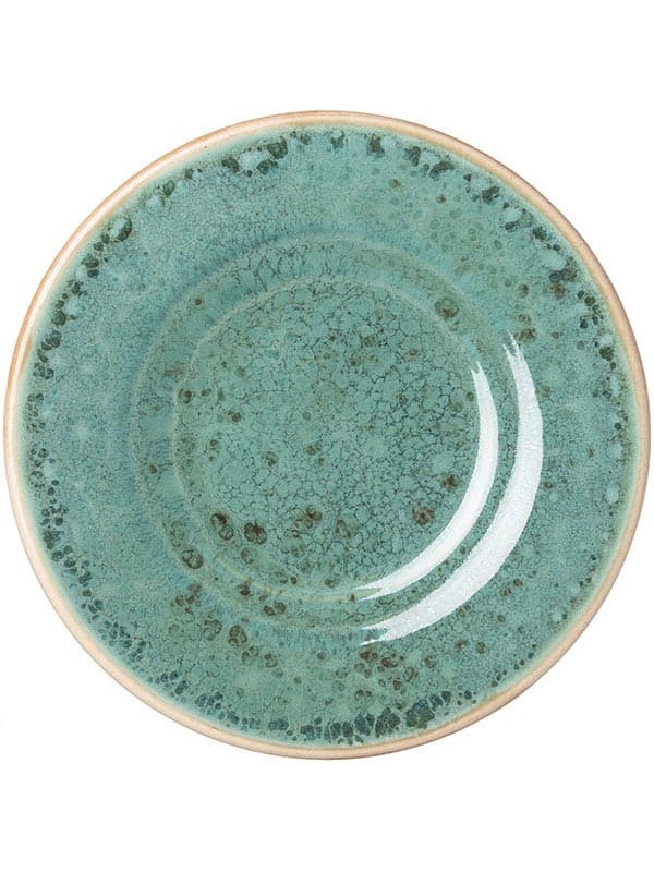 Блюдце «Эрбосо Реативо»;фарфор;D=155,H=20мм;бирюз.,бежев.