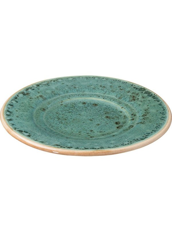 Блюдце «Эрбосо Реативо»;фарфор;D=155,H=20мм;бирюз.,бежев.