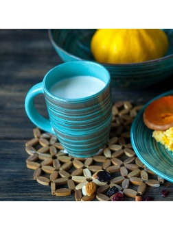 Кружка «Скандинавия»;керамика;350мл;D=85,H=110мм;бирюз.,тем.корич.