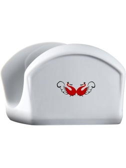 Салфетница «Мезень» Принц Лебеди;фарфор;,H=75,L=113,B=40мм;белый,красный