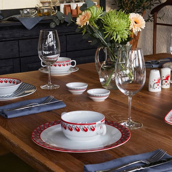 Розетка «Мезень» Классический Веточка;фарфор;80мл;D=86,H=35мм;белый,красный