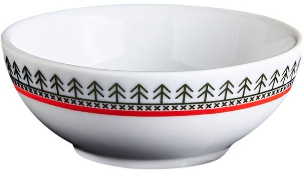 Розетка «Мезень» Классический Веточка;фарфор;80мл;D=86,H=35мм;белый,красный