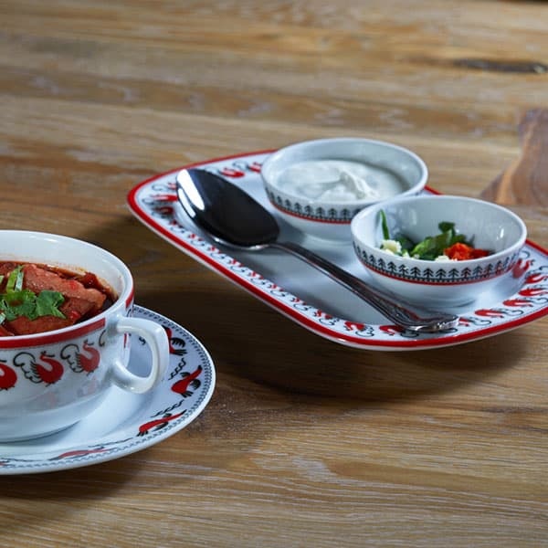 Розетка «Мезень» Классический Веточка;фарфор;80мл;D=86,H=35мм;белый,красный