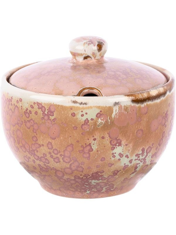 Сахарница «Пион» с крышкой;фарфор;200мл;D=91,H=60мм;розов.