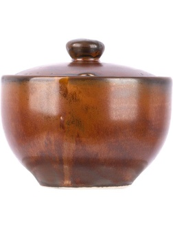 Сахарница «Мак» с крышкой;фарфор;200мл;D=91,H=60мм;медный