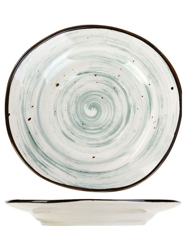 Блюдце «Пастораль» с зелеными вкраплениями (диаметр 14 см)