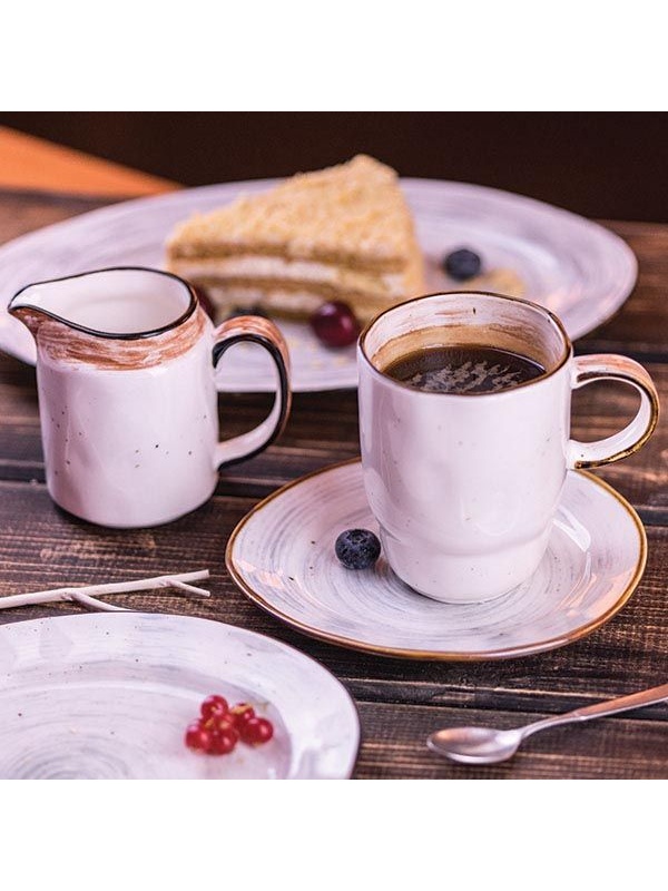 Молочник «Пастораль»;фарфор;300мл;,H=97,L=117,B=72мм;серый