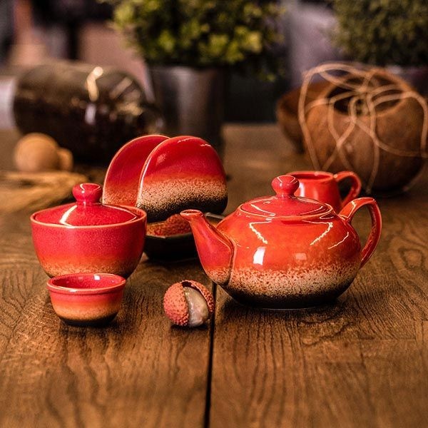 Молочник «Агат»;фарфор;90мл;D=40,H=60,L=85,B=40мм;красный