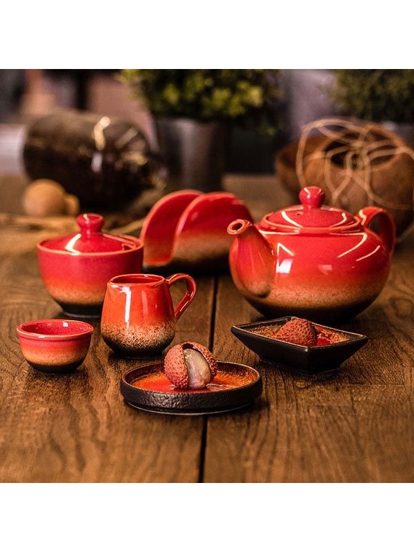 Молочник «Агат»;фарфор;90мл;D=40,H=60,L=85,B=40мм;красный