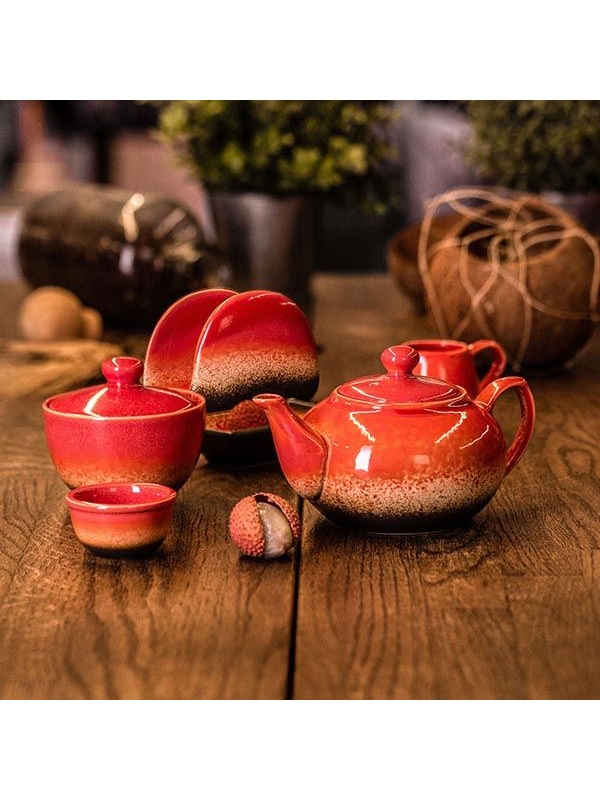 Молочник «Агат»;фарфор;90мл;D=40,H=60,L=85,B=40мм;красный