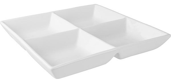 Менажница «Кунстверк» 4 секции квадратная;фарфор;,H=45,L=295,B=295мм;белый