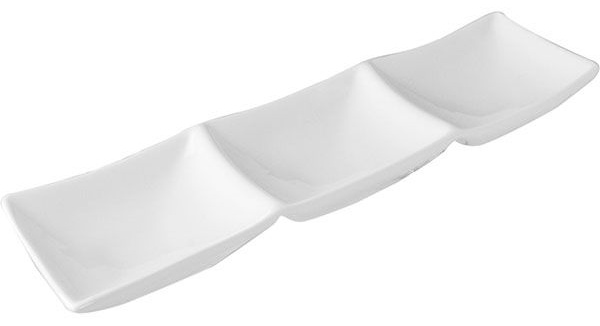 Менажница «Кунстверк» 3 секции;фарфор;,H=25,L=350,B=105мм;белый