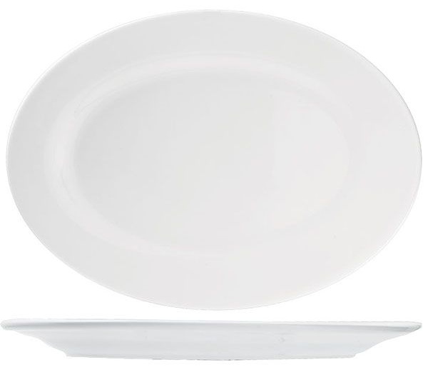 Блюдо «Кунстверк» овальное;фарфор;,H=28,L=350,B=270мм;белый